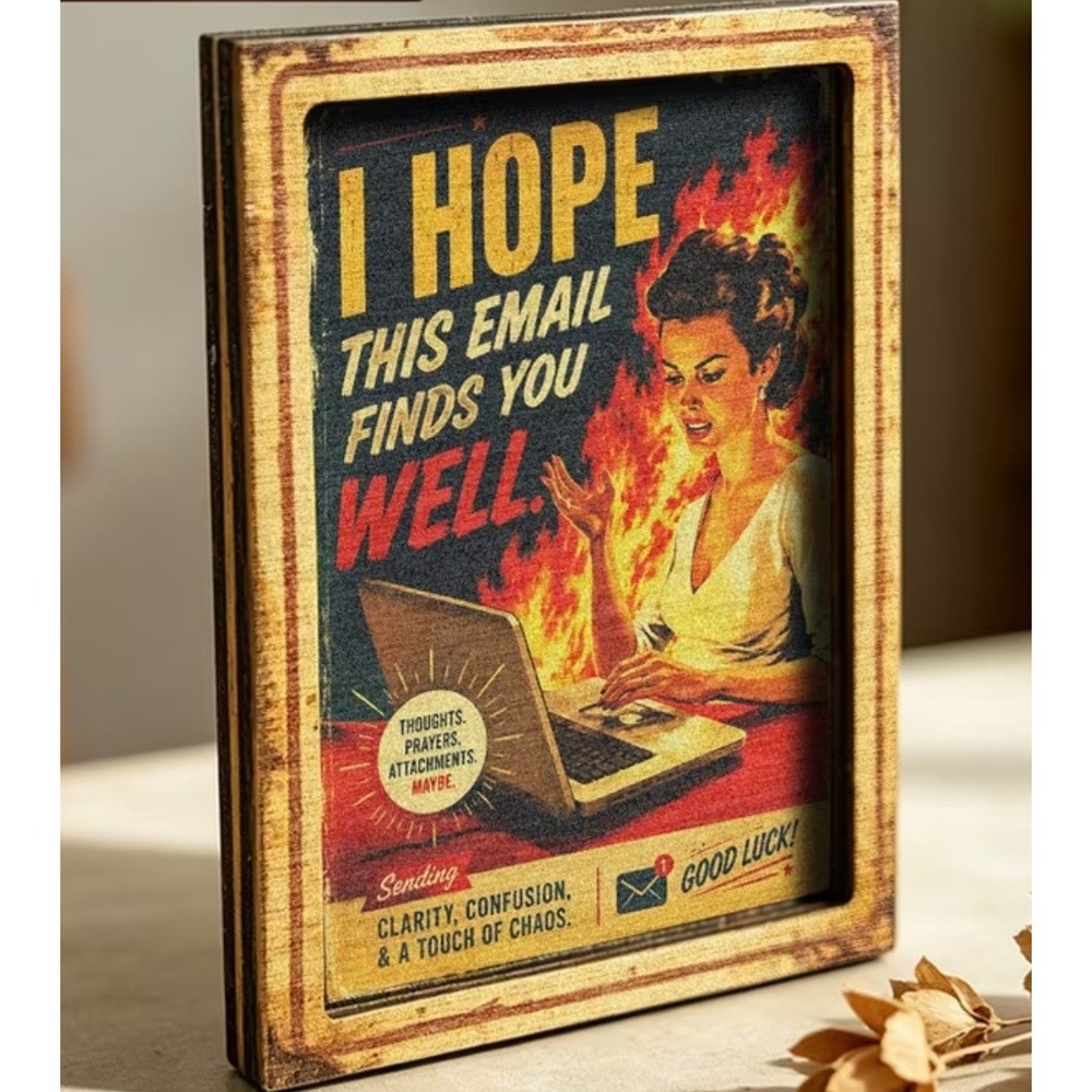 I Hope This Email Finds You Well Retro Funny Office Wooden Magnet